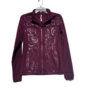Fabletic’s Womens Small Purple Graphic Floral Full Zip Polyester Athletic Jacket